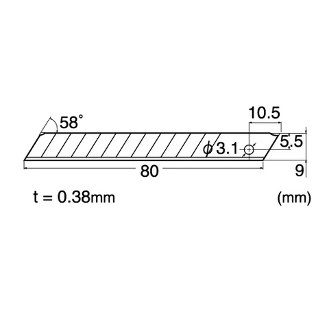 Knivblad NT Cutter BA-50SS rustfri 50pk, 9mm bredde på blad 