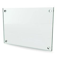Herdet glass med hull, 6mm, flat 297x210, 4hull, 25/20, 11mm hull