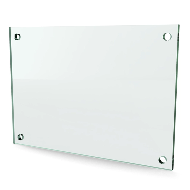 Herdet glass med hull, 6mm, flat 297x210, 4hull, 25/20, 11mm hull 