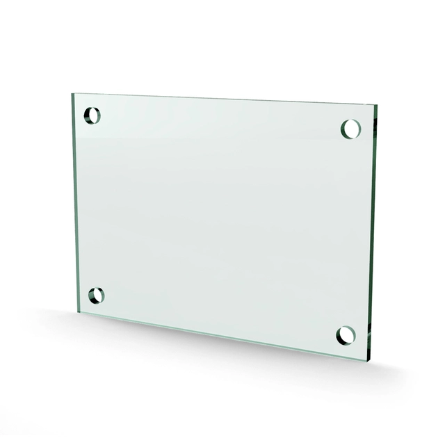 Herdet glass med hull, 6mm, flat 210x148, 4hull, 25/20, 11mm hull 