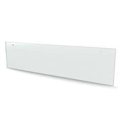 Herdet glass med hull, 6mm, flat 1000x250, 2hull, 100/15, 6mm hull