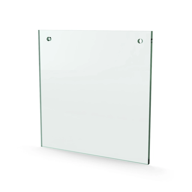 Herdet glass med hull, 6mm, flat 180x180, 2hull, 25/15, 6mm hull 