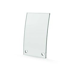 Herdet glass med hull, 4mm, kurvet 100x170, 2hull, 16/21, 11mm hull