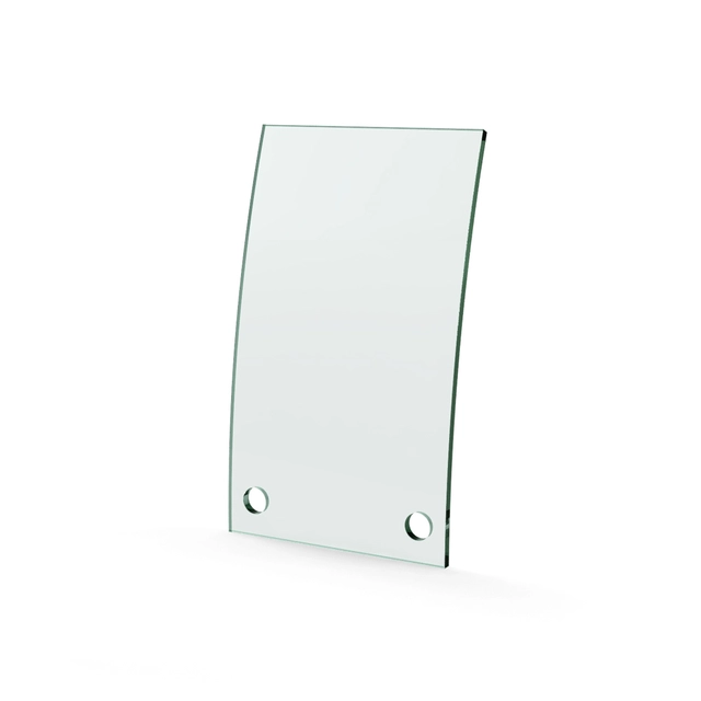 Herdet glass med hull, 4mm, kurvet 100x170, 2hull, 16/21, 11mm hull 
