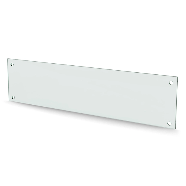 Herdet glass med hull, 4mm, flat 600x150, 4hull, 15/15, 11mm hull 