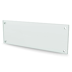 Herdet glass med hull, 4mm, flat 420x149, 4hull, 15/15, 11mm hull