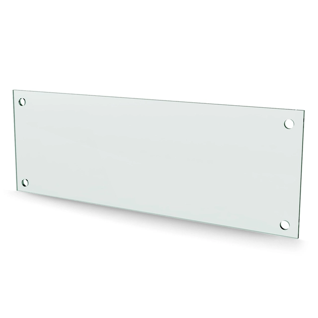 Herdet glass med hull, 4mm, flat 420x149, 4hull, 15/15, 11mm hull 