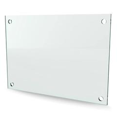 Herdet glass med hull, 4mm, flat 297x210, 4hull, 15/15, 11mm hull