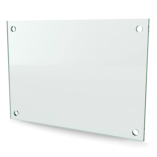Herdet glass med hull, 4mm, flat 297x210, 4hull, 15/15, 11mm hull 