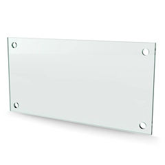 Herdet glass med hull, 4mm, flat 297x150, 4hull, 15/15, 11mm hull