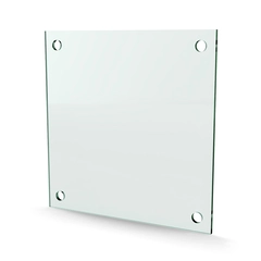 Herdet glass med hull, 4mm, flat 200x200, 4hull, 15/15, 11mm hull