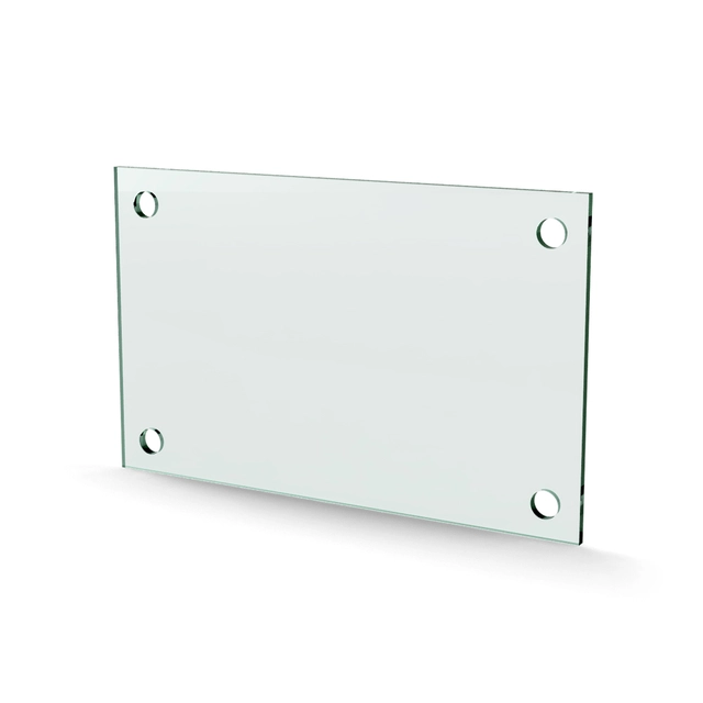Herdet glass med hull, 4mm, flat 200x130, 4hull, 15/15, 11mm hull 