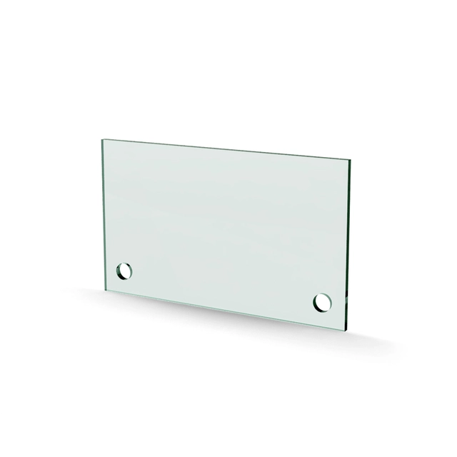 Herdet glass med hull, 4mm, flat 170x100, 2hull, 21/16, 11mm hull 