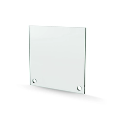 Herdet glass med hull, 4mm, flat 150x150, 2hull, 15/15, 11mm hull