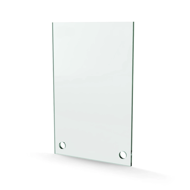 Herdet glass med hull, 4mm, flat 100x170, 2hull, 16/21, 11mm hull 